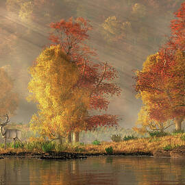 White Hart in an Autumn Valley by Daniel Eskridge