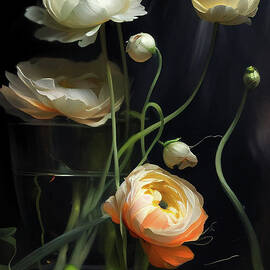 White Ranunculus by Naxart Studio
