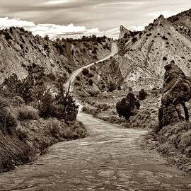 Winding Through Red Rocks in sepia by Michael R Anderson