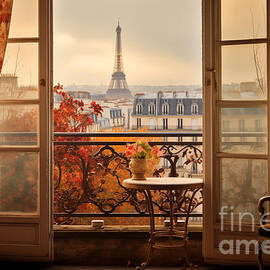 Window with a view, EIffel tower in Paris by Delphimages Photo Creations