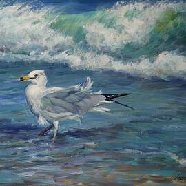 Windy Day Seagul by Laurie Snow Hein