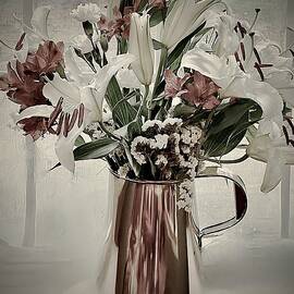 Winter Flowers In copper Pitcher by Alida M Haslett