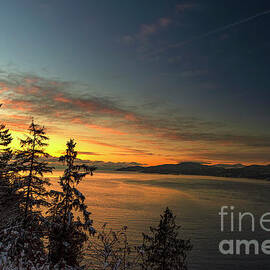 Winter sunset from Stanley Park. by Viktor Birkus