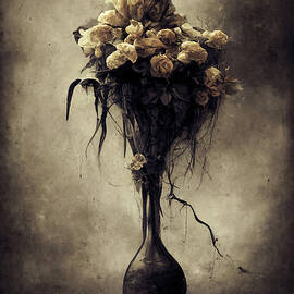 Withered Forlorn Flowers in a Vase 01 Melancholic Mood by Matthias Hauser