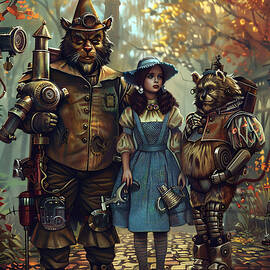 Wizard of Oz characters reimagined in a steampunk setting by Tommy Mcdaniel