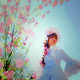 Woman framed by cherry blossoms by Bill Jonscher