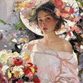 Woman With Flowers by Khanlar Asadullayev