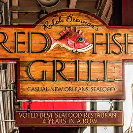 Wooden Red Fish Grill Sign New Orleans by Debra Martz