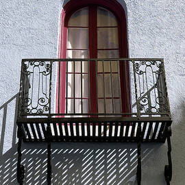 Wrought Iron Balcony Red Door by David T Wilkinson