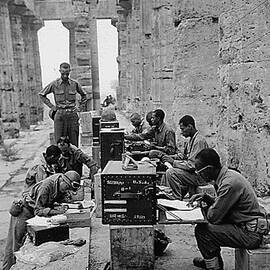 WWII 480th Port Battalion Set Up Between the Columns of the Ancient Greek Temple of Neptune by US Archives