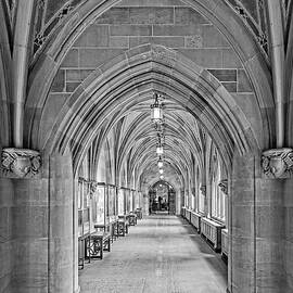 Yale University Cloister Hallway BW by Susan Candelario