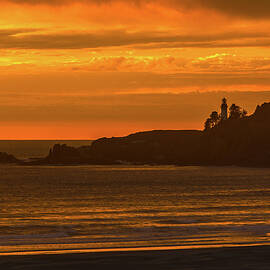 Yaquina Head and Agate Beach at Sunset by Marv Vandehey