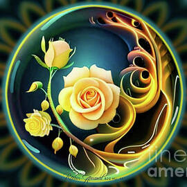Yellow Peach Roses And Vine Orb