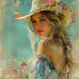 Young Cowgirl In Teal by Athena Mckinzie