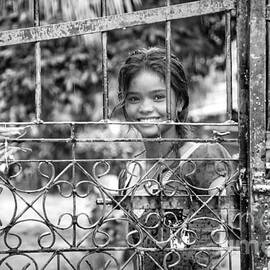 Young Indian Smile - Street beautiful girl portrait black and white