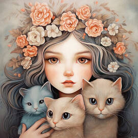 Zoe and her Cats by Jutta Maria Pusl