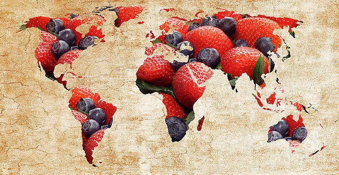 Andee Design - Abstract World Map - Berries And Cream - Tan Andee Design - Abstract World Map - Berries And Cream - Tan