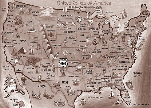 Kevin Middleton - Historic Route 66 Cartoon Map Kevin Middleton - Historic Route 66 Cartoon Map