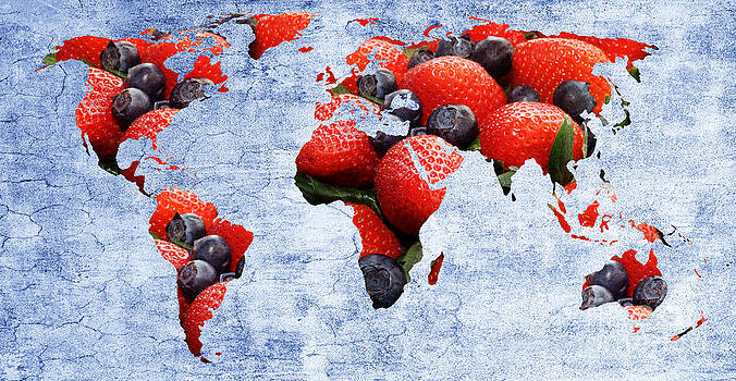 Andee Design - Abstract World Map - Berries And Cream - Blue Andee Design - Abstract World Map - Berries And Cream - Blue