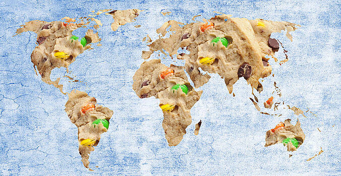 Andee Design - Abstract World Map - M and M Cookies - Baker - Teacher - School Andee Design - Abstract World Map - M and M Cookies - Baker - Teacher - School
