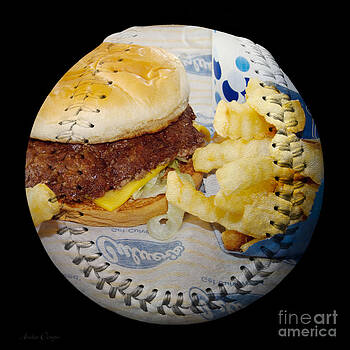 Andee Design - Burger And Fries Baseball Square Andee Design - Burger And Fries Baseball Square