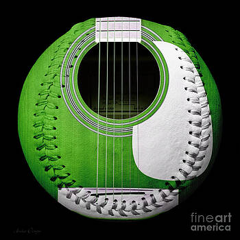 Andee Design - Green Guitar Baseball White Laces Square Andee Design - Green Guitar Baseball White Laces Square