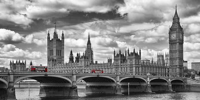 Melanie Viola - LONDON River Thames and Red Buses on Westminster Bridge Melanie Viola - LONDON River Thames and Red Buses on Westminster Bridge