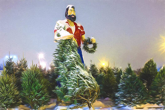 Chris Bordeleau - Paul Bunyan over Winter Pines - Artistic Chris Bordeleau - Paul Bunyan over Winter Pines - Artistic