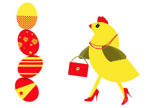 Judith Flacke - Spring chicken character buying Easter eggs Judith Flacke - Spring chicken character buying Easter eggs