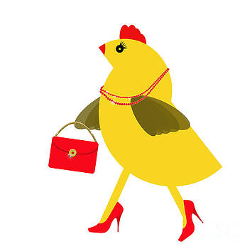 Judith Flacke - Spring chicken character with bling and handbag Judith Flacke - Spring chicken character with bling and handbag