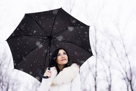 Newnow Photography By Vera Cepic - Woman under umbrella while snowing Newnow Photography By Vera Cepic - Woman under umbrella while snowing