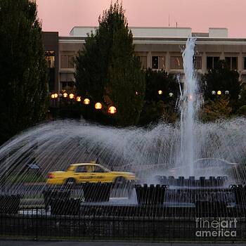 Patricia Strand - Yellow Cab and Fountain Patricia Strand - Yellow Cab and Fountain