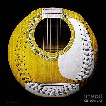 Andee Design - Yellow Guitar Baseball White Laces Square Andee Design - Yellow Guitar Baseball White Laces Square