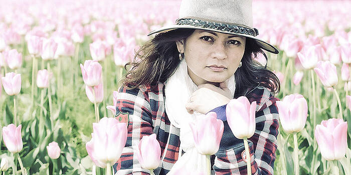 Paul W Sharpe Aka Wizard of Wonders - Lydia Surrounded By Pink Tulips Paul W Sharpe Aka Wizard of Wonders - Lydia Surrounded By Pink Tulips