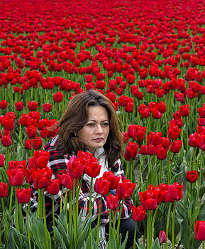 Paul W Sharpe Aka Wizard of Wonders - Lydia Surrounded By Red Tulips Paul W Sharpe Aka Wizard of Wonders - Lydia Surrounded By Red Tulips