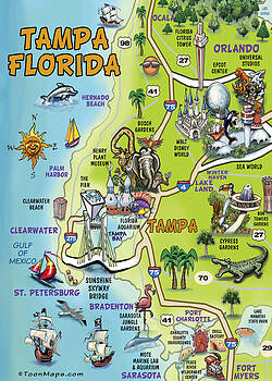 Kevin Middleton - Tampa Florida Cartoon Map Kevin Middleton - Tampa Florida Cartoon Map