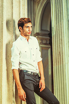 Alexander Image - Young American Man standing outside, thinking, relaxing. Alexander Image - Young American Man standing outside, thinking, relaxing.