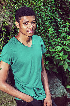 Alexander Image - Young African American Man traveling, relaxing at Central Park, Alexander Image - Young African American Man traveling, relaxing at Central Park,