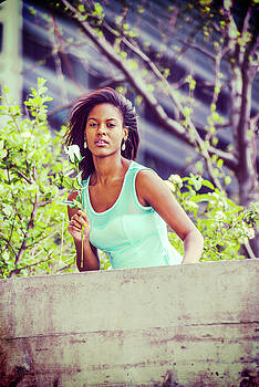 Alexander Image - Young African American woman missing you with white rose in New Alexander Image - Young African American woman missing you with white rose in New