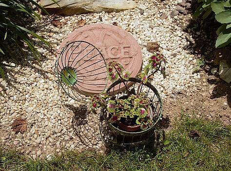 Allen Nice-Webb - Coleus in Vintage Birdcage with Peace Allen Nice-Webb - Coleus in Vintage Birdcage with Peace