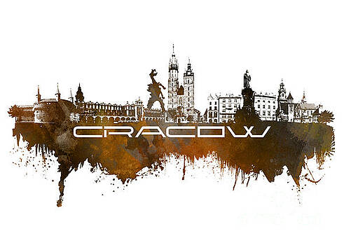Justyna JBJart - Cracow skyline city brown Justyna JBJart - Cracow skyline city brown