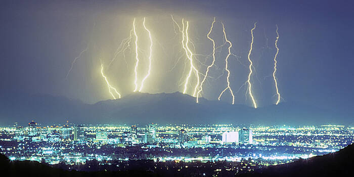 James BO Insogna - Lightning Over Phoenix Arizona Panorama James BO Insogna - Lightning Over Phoenix Arizona Panorama