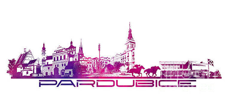 Justyna JBJart - Pardubice skyline city purple Justyna JBJart - Pardubice skyline city purple