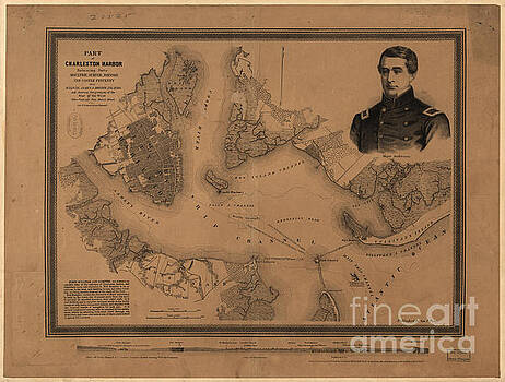 Dale Powell - Part of Charleston Harbor SC Vintage Map Dale Powell - Part of Charleston Harbor SC Vintage Map