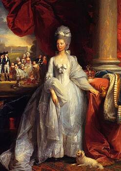 West Benjamin - Portrait Of Queen Charlotte Of The United Kingdom With Windsor And The Royal Family In The 1779 West Benjamin - Portrait Of Queen Charlotte Of The United Kingdom With Windsor And The Royal Family In The 1779