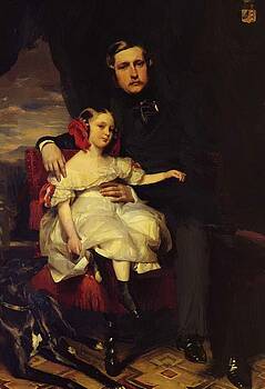Winterhalter Franz Xaver - Portrait Of The Prince De Wagram And His Daughter Malcy Louise Winterhalter Franz Xaver - Portrait Of The Prince De Wagram And His Daughter Malcy Louise