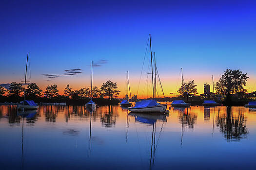 Sylvia J Zarco - Sailboats in a Blue Sunset Sylvia J Zarco - Sailboats in a Blue Sunset