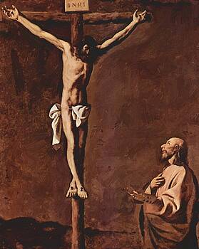 Zurbaran Francisco de - St Luke As A Painter Before Christ On The Cross Zurbaran Francisco de - St Luke As A Painter Before Christ On The Cross