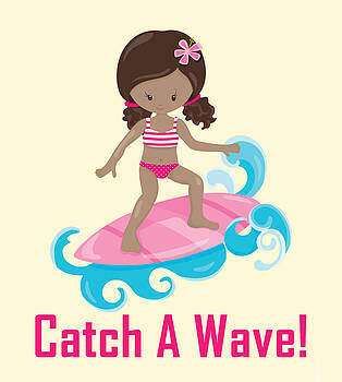 Life Over Here - Surfer Art Catch A Wave Girl With Surfboard #21 Life Over Here - Surfer Art Catch A Wave Girl With Surfboard #21