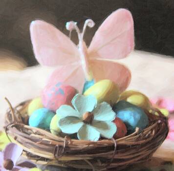 Cathy Lindsey - Easter Eggs And Butterfly In Nest 2 Cathy Lindsey - Easter Eggs And Butterfly In Nest 2